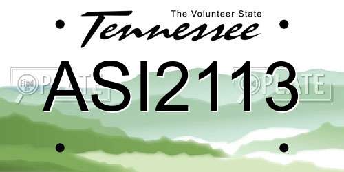 ASI2113 Tennessee License Plate