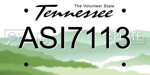ASI7113 Tennessee License Plate