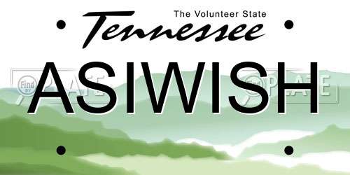 ASIWISH Tennessee License Plate
