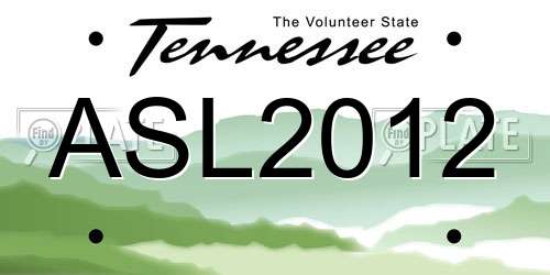 ASL2012 Tennessee License Plate
