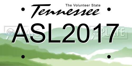 ASL2017 Tennessee License Plate