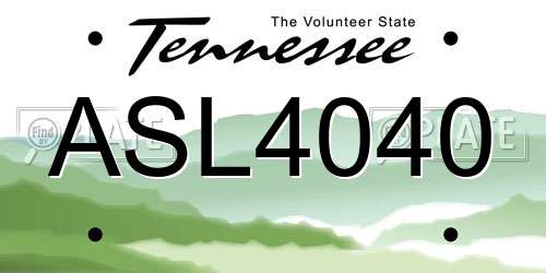 ASL4040 Tennessee License Plate