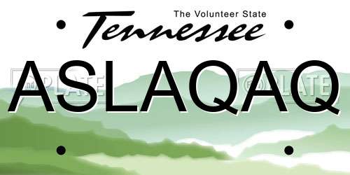 ASLAQAQ Tennessee License Plate