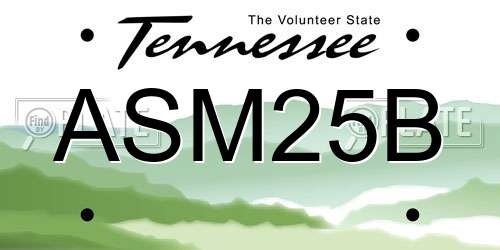 ASM25B Tennessee License Plate