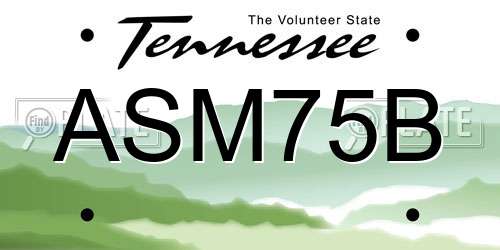 ASM75B Tennessee License Plate