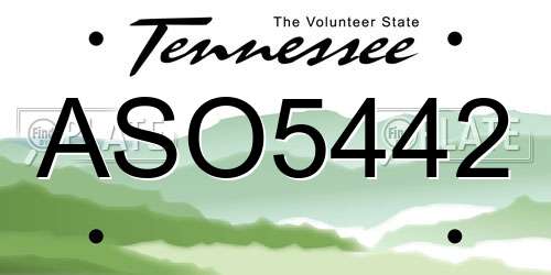 ASO5442 Tennessee License Plate