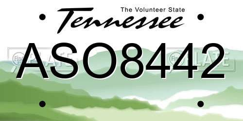 ASO8442 Tennessee License Plate