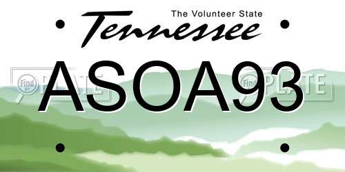 ASOA93 Tennessee License Plate