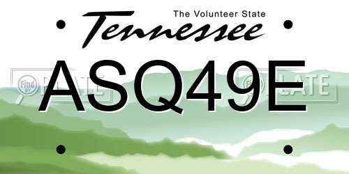 ASQ49E Tennessee License Plate