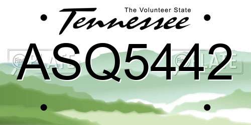 ASQ5442 Tennessee License Plate