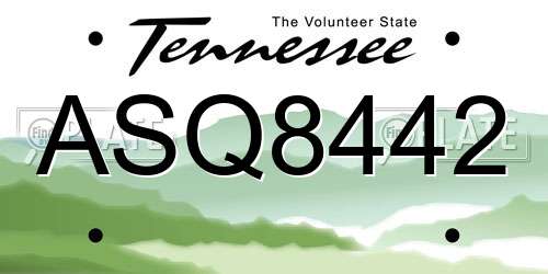 ASQ8442 Tennessee License Plate