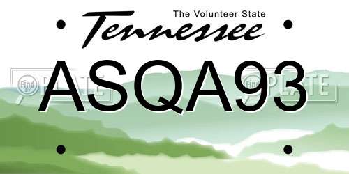 ASQA93 Tennessee License Plate