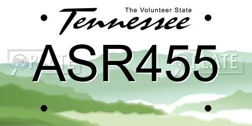 ASR455 Tennessee License Plate