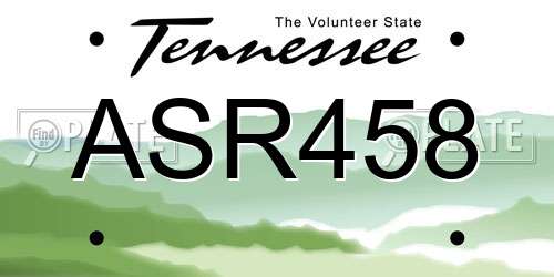 ASR458 Tennessee License Plate