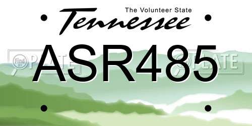 ASR485 Tennessee License Plate