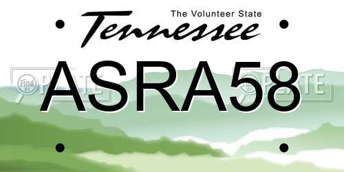 ASRA58 Tennessee License Plate