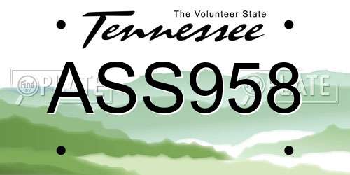 ASS958 Tennessee License Plate