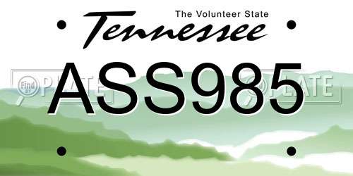 ASS985 Tennessee License Plate