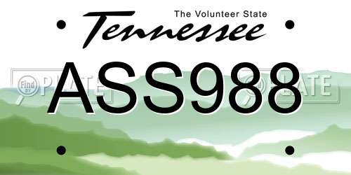 ASS988 Tennessee License Plate