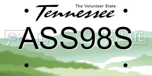 ASS98S Tennessee License Plate