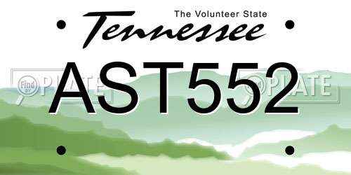 AST552 Tennessee License Plate