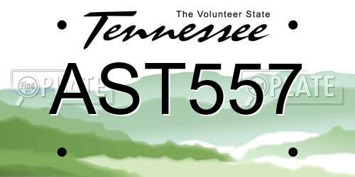 AST557 Tennessee License Plate