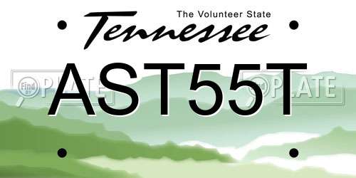 AST55T Tennessee License Plate