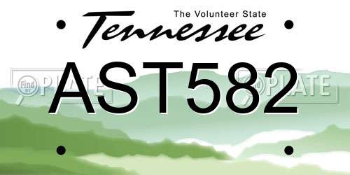 AST582 Tennessee License Plate