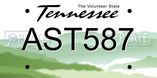 AST587 Tennessee License Plate