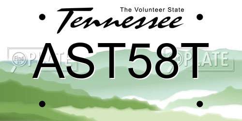 AST58T Tennessee License Plate