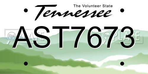 AST7673 Tennessee License Plate