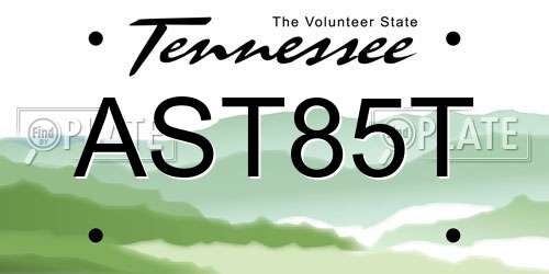 AST85T Tennessee License Plate