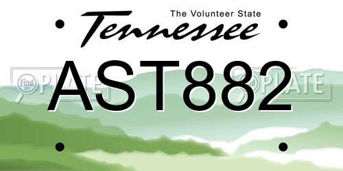 AST882 Tennessee License Plate