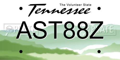 AST88Z Tennessee License Plate