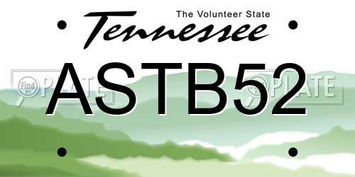 ASTB52 Tennessee License Plate