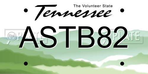 ASTB82 Tennessee License Plate