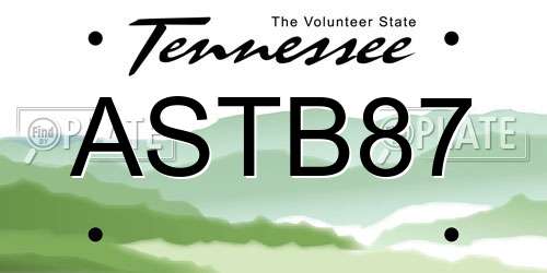 ASTB87 Tennessee License Plate