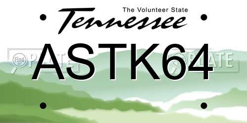 ASTK64 Tennessee License Plate
