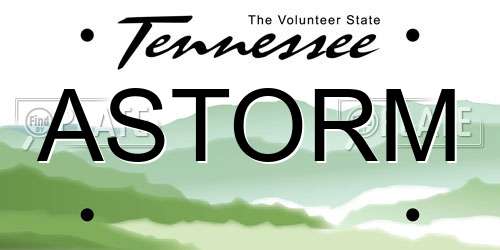 ASTORM Tennessee License Plate