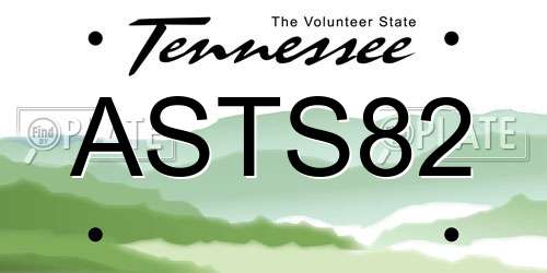 ASTS82 Tennessee License Plate