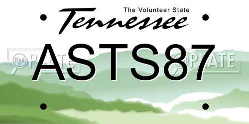 ASTS87 Tennessee License Plate