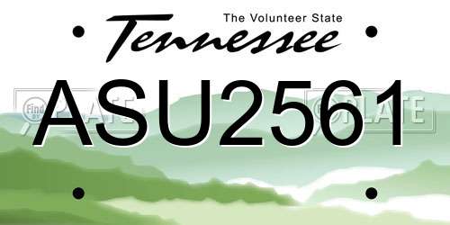 ASU2561 Tennessee License Plate