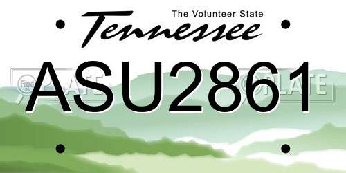 ASU2861 Tennessee License Plate