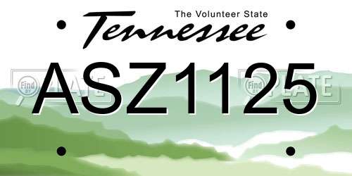 ASZ1125 Tennessee License Plate