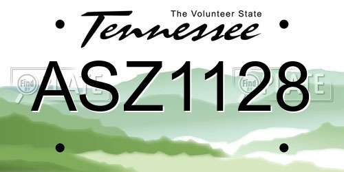 ASZ1128 Tennessee License Plate