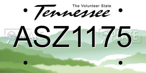 ASZ1175 Tennessee License Plate