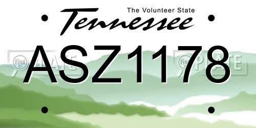ASZ1178 Tennessee License Plate