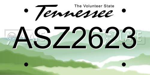 ASZ2623 Tennessee License Plate
