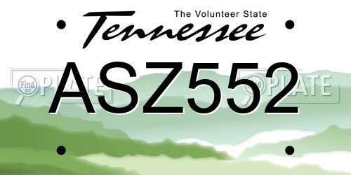 ASZ552 Tennessee License Plate