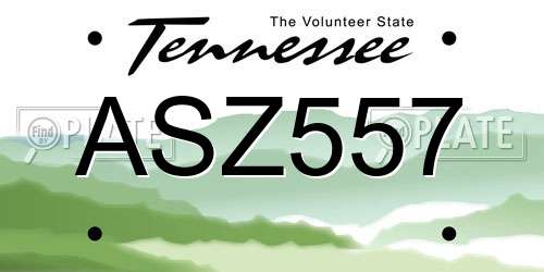 ASZ557 Tennessee License Plate